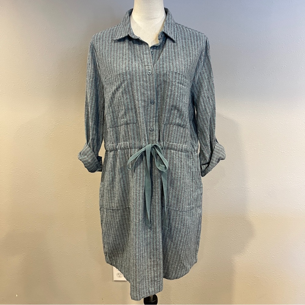Mittoshop Striped Blue Shirt Dress with Tie Waist size medium‎